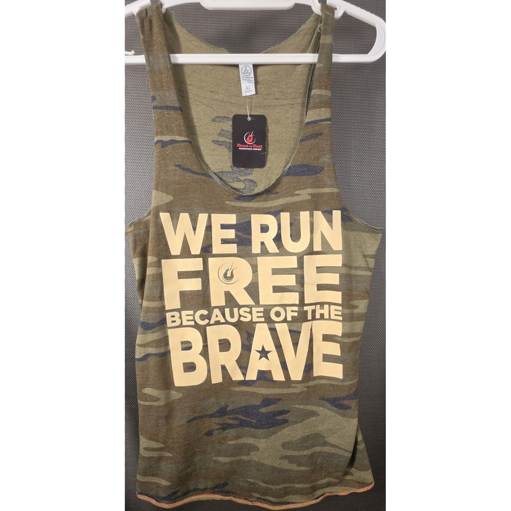 Rock n Roll Marathon Series Camo Tank Top XL We Run Free Brave NWT Alternative